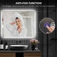 HOMCOM Dimmable Bathroom Mirror with Lights, 39" x 32" Backlit LED Mirror w/ Anti-Fog, Memory & Infinite Color Temperature(m-6)
