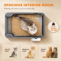 PawHut Stainless Steel Sifting Litter Box for Pine Pellet, High Sided, Anti-Leakage, Less Tracking, Includes Scoop & 10 Pads(m-5)
