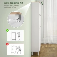 HOMCOM Narrow Shoe Cabinet with 4 Flip Drawers, Shoe Storage Cabinet with Adjustable Shelves, Holds 24–32 Pairs, White(m-7)