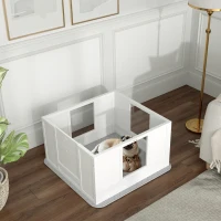 PawHut Whelping Box for Dogs with Whelping Pad, Adjustable Entrance, Non-slip Foot Pads, for Small Dogs, White(m-2)