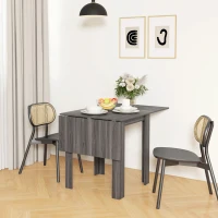 HOMCOM Folding Dining Table, Extendable Kitchen Table for Small Space, Drop Leaf Table for 2-4 People, Grey(m-7)