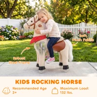 Qaba Ride on Horse for Kids 2+ Years, 29.5" Height Plush Ride On Pony with Rotatable Head and Neighing Sounds, Light Brown(m-4)