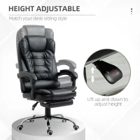 HOMCOM High Back Computer Office Chair with Footrest, Black(m-4)