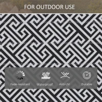 Outsunny Reversible Outdoor RV Rug, Patio Floor Mat, 6' x 9' Plastic Straw Rug for Backyard, Deck, Beach, Camping, Black & White(m-5)