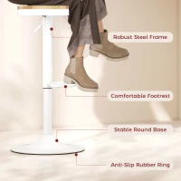 HOMCOM Wood Barstools Set of 2, Swivel Bar Stools with Adjustable Height for Kitchen Counter, Natural Wood and White(m-7)