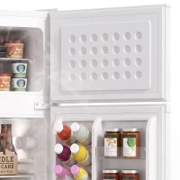 HOMCOM 7.7 Cu. Ft. Mini Fridge with Freezer, Compact Refrigerator with Adjustable Thermostat, Reversible Door, White(m-10)