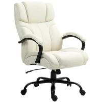 Vinsetto 500lbs Big and Tall Office Chair, Executive Computer Chair with Adjustable Height, Swivel Wheels, Cream White(m-1)