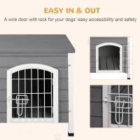 PawHut 31" Folding Dog House, Portable Pet Crate Kennel, Wooden Wire Cage for Miniature and Small Sized Dogs with Lockable Doors Open Top Removable Tray, Grey(m-7)