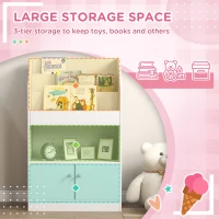 Qaba Toy Storage Organizer Shelf, Kids Bookshelf for Bedroom, Playroom, Nursery, White(m-4)