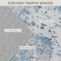 HOMCOM Area Rug 8x10, Machine Washable Rug, Non-Slip Modern Abstract Floor Carpet for Living Room, Bedroom, Dining Room, Blue(m-5)