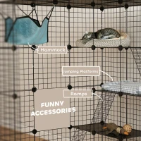 PawHut DIY 4 Tier Cat Cage Indoor with Hammock, Ramps, Jumping Platforms, Doors, Cat Enclosure for 1-3 Cats, 3 x 3 x 4, Black(m-7)
