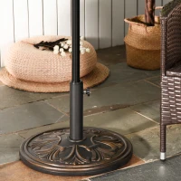 Outsunny 29 lb Heavy Duty Concrete Umbrella Base, 19" Round Parasol Holder for Outdoor, Garden, Backyard, Deck, Bronze(m-8)