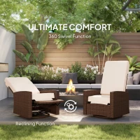 Outsunny Outdoor Rattan Wicker Lounge Chair with Footrest & Soft Cushion for Patio, Garden, Backyard, Cream White(m-5)