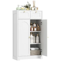 HOMCOM Bathroom Floor Cabinet with 2 Drawers - White(m-9)