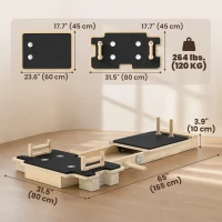 Soozier Foldable Pilates Reformer Machine, Multifunctional Pilates Board with Resistance Bands and Multi-Grips for Home Gym(m-3)