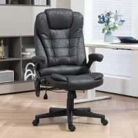 HOMCOM 6 Point Vibrating Massage Office Chair with Heat, Microfiber High Back Executive Office Chair with Reclining Backrest, Padded Armrests and Remote, Black(m-2)