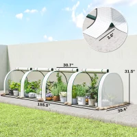 Outsunny 13' L x 3' W x 2.5' H Portable Tunneled Greenhouse with 4 Zippered Doors, Water/UV Fighting PE Cover, White(m-3)