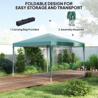 Outsunny 10 x 10ft Folding Pop Up Tent Outdoor Gazebo Canopy with Carrying Bag, Dark Green(m-5)