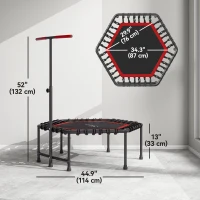 Soozier 45" Rebounder Trampoline for Adult, Quiet Bungee Rebounder with LED Lights and Adjustable Handle, Red(m-3)