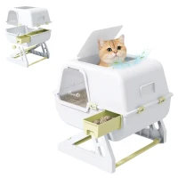 PawHut Cat Litter Box with Lid, Enclosed Cat Litter Box with Deodorization Bag & Drawer Pan, High Sides & Flip-to-Clean(m-11)