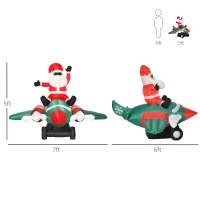 HOMCOM 7.3 ft Long Christmas Inflatable Santa Claus Flying A Plane with LED Lights, Xmas Blow Up w/ Auto Set-Up for Front Yard(m-3)