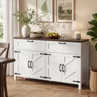HOMCOM Sideboard Buffet Cabinet with Storage, 55" Large Farmhouse Kitchen Storage Cabinet with 2 Drawers and 4 Doors(m-9)