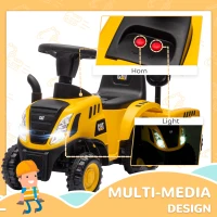 Qaba Caterpillar Licensed Ride-On Construction Toy with Shovel & Trailer, No Power Ride-on Tractor for 18-36 Months(m-6)