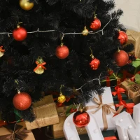 HOMCOM 7ft Artificial Christmas Tree Holiday Home Indoor Decoration with Automatic Open, Black(m-9)