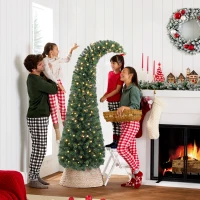 HOMCOM 6 ft Prelit Christmas Tree, Whimsical Xmas Tree Slim High Mountain Fir with 200 LEDs and Metal Stand, Green(m-2)