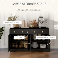 HOMCOM Sideboard Cabinet with 2 Drawers, 4 Barn Doors and 2 Adjustable Shelves, Buffet Table for Living Room, Black(m-4)