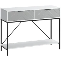 HOMCOM Modern Console Table with 2 Drawers and Open Shelf, Sofa Table for Entryway, Living Room and Hallway, White(m-1)