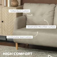 HOMCOM 58" 2 Seat Sofa, Modern Love Seats Furniture, Upholstered 2 Seater Couch, Solid Wood Frame, Beige(m-5)