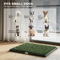 PawHut Dog Grass Pad with Tray, Artificial Grass Pet Training Toilet with Drainage Grid, 2 Grass Mats(m-7)
