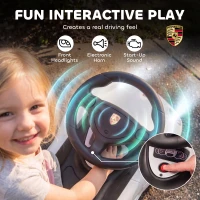 Qaba Toddler Push Car with Horn, Lights, Start-Up Sound, Ride on Car with Steering Wheel, Foot Rest, for 18-36 Months, White(m-5)