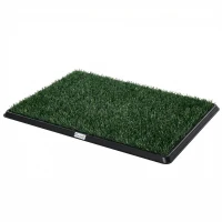 PawHut Dog Grass Pad with Tray, Artificial Grass Pet Training Toilet with Drainage Grid, Grass Mat(m-2)