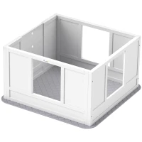 PawHut Whelping Box for Dogs with Whelping Pad, Adjustable Entrance, Non-slip Foot Pads, for Small Dogs, White(m-1)