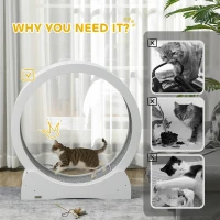 PawHut 30" Cat Exercise Wheel with White Wood Grain(m-7)