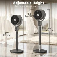 HOMCOM 20dB Standing Fan for Bedroom, 70°+90° Auto Oscillating Fan with 8 Speeds, Remote Control, 12H Timer, Adjustable Height(m-3)
