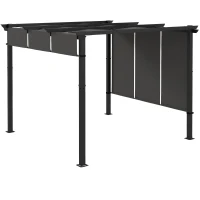 Outsunny 10' x 10' Metal Pergola, Outdoor Pergola with Retractable Canopy, for Garden, Patio, Backyard, Deck, Charcoal Grey(m-2)