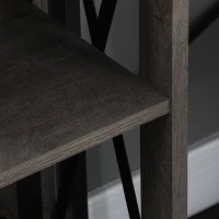 HOMCOM Industrial Style Corner Open Bookshelf with Storage Shelves and Metal X Bar Frame for Living Room, Dark Grey(m-9)