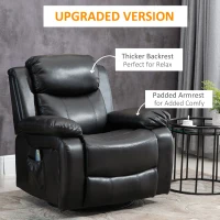 HOMCOM Deluxe Manual Recliner Electronic Massage Sofa Recliner Chair Leather Lounge Black(m-4)