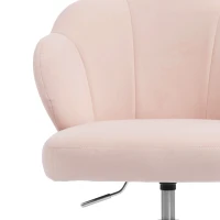 HOMCOM Task Desk Chair, Petal Office Chair with Swivel Wheels with Wide Seat, Velvet, Adjustable Height, Pink(m-9)