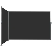 Outsunny 236" x 63" Outdoor Privacy Wall, Double Retractable Side Awning, Patio Screen for Garden, Balcony, Backyard, Black(m-2)