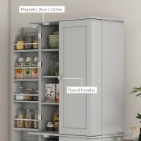 HOMCOM 65" Kitchen Cabinet, Kitchen Pantry Cabinet with 4 Doors and 16 Door Shelves for Dining Room, Grey(m-7)