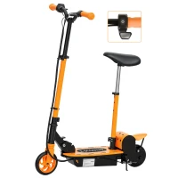 Soozier Foldable Electric Scooter for Kids Ages 6-14, with Seat and 2 Adjustable Heights, Max 6km Range & 12km/h, Orange(m-9)