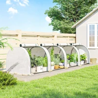 Outsunny 13' L x 3' W x 2.5' H Portable Tunneled Greenhouse with 4 Zippered Doors, Water/UV Fighting PE Cover, White(m-10)