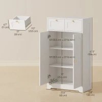 HOMCOM Bathroom Floor Cabinet with 2 Drawers - White(m-3)