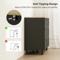 HOMCOM 47" Wide Chest of Drawers, Modern Dresser with 6 Drawers and Wood Legs for Bedroom, Living Room, Entryway, Black(m-6)