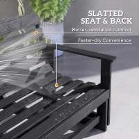 Outsunny Patio Glider Bench w/ HDPE Slatted Double Rocking Chair, Distressed Black(m-7)