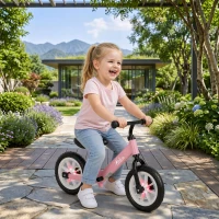 Qaba Balance Bike, Baby Bike with Lighting Wheels, Adjustable Seat and Handlebar, Steering for 2-5 Years Old, Pink(m-8)